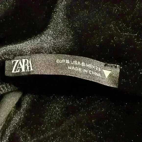 Zara black velvet bodycon ruched dress with open back - Picture 6 of 6